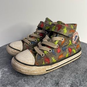 Kids Converse Grey Colorful Dinosaur High Rope Shoes 9